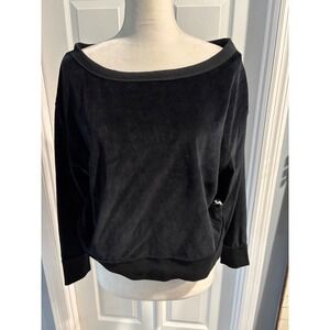 JoyLab Black Velour Boat Neck Sweatshirt Pullover Top‎ Women's XS
